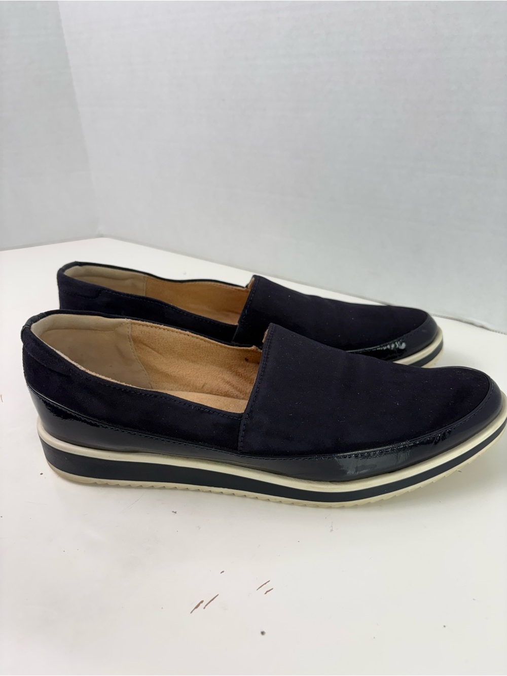 Naturalizer Dark Navy Blue Black Platform Slip-On Loafers